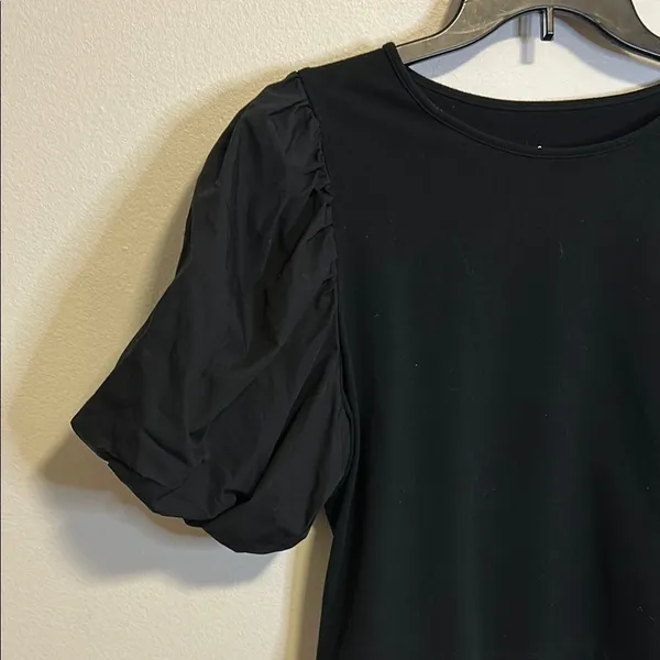 A New Day Black Puff Sleeve Crop Blouse - Image 3