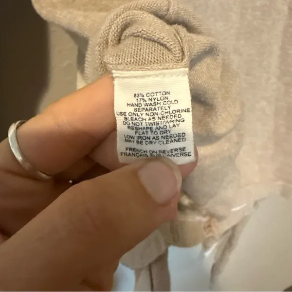 Anthropologie Moth Yemaya Draped Tan and White Sweater Cardigan - Image 6