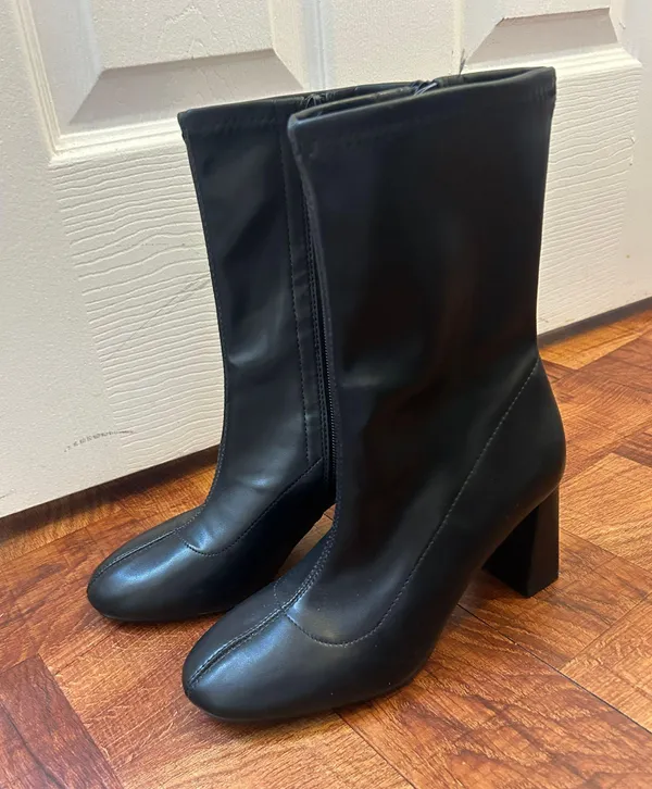 ZARA Black Leather Boots - Image 4