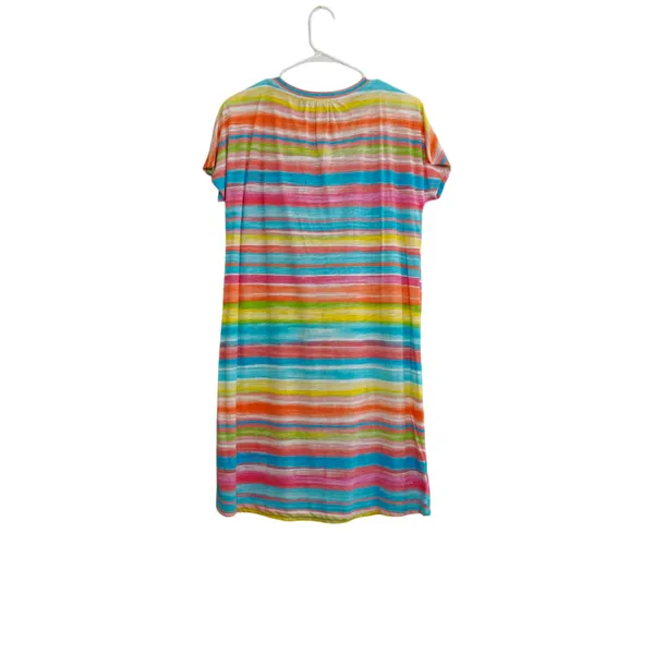 Lauren Ralph Lauren Striped Cotton Shift Dress Multi Color V-Neck‎ Embroidered - Image 6