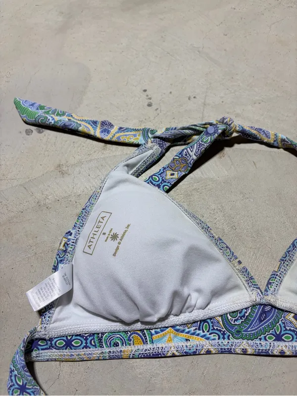Athleta Blue Patterned Triangle Bikini Top small - Image 6
