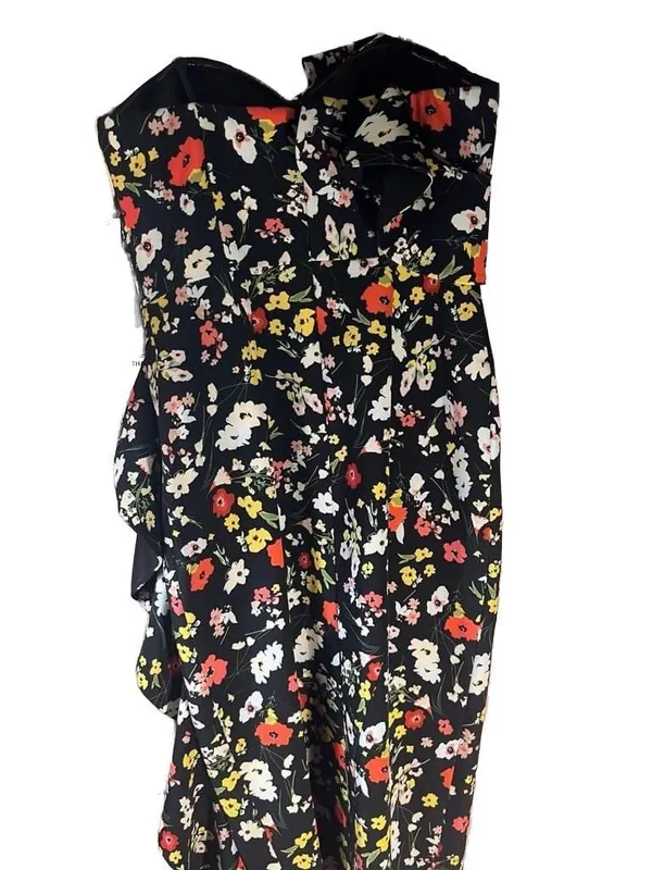 Aidan Mattox Strapless Printed Crepe Midi Dress with Ruffle Detail - Image 6