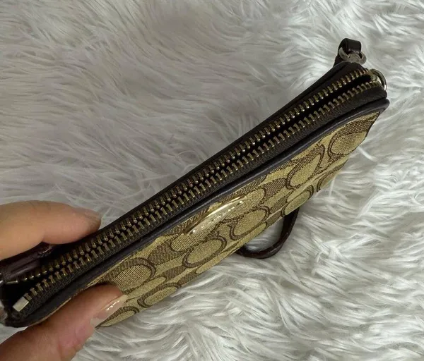 COACH Brown Signature Canvas Wristlet - Image 4