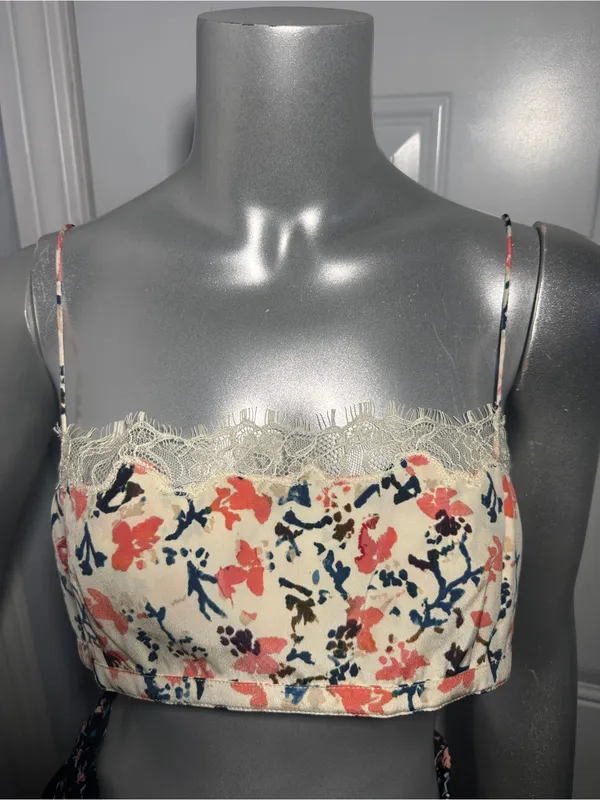 Ulla Johnson Leiko Lace Bralette Plumeria Silk Crop Top Cami Size 8 New Y2K - Image 6