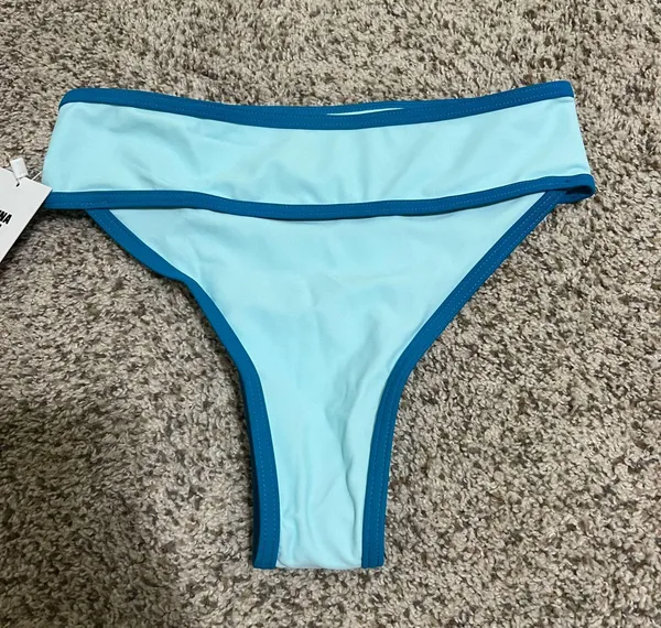 Sienna swim high rise bikini bottom Blue - Image 5