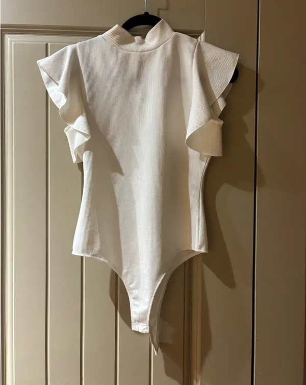I Just Have to Have It White high neck puffy sleeve bodysuit - Image 2