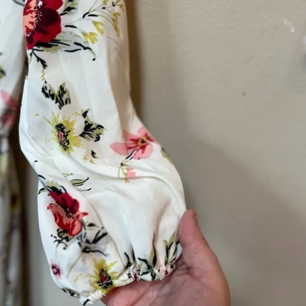 White Floral Maxi Dress Cottagecore Romantic Bridal Shower Spring M - Image 4