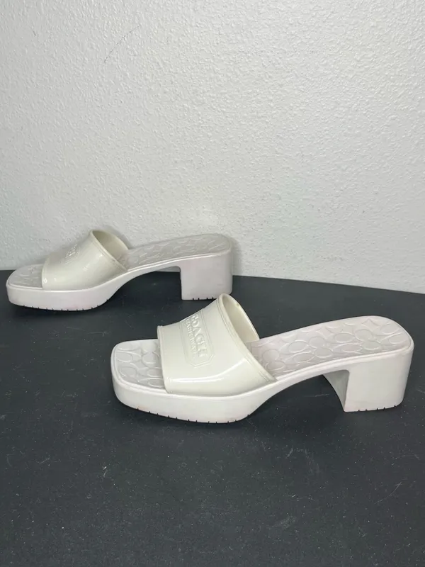 Coach Scarlett Rubber Block Heel Sandal Mule in Ivory Size 8 - Image 4