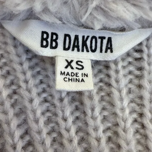 BB Dakota Sherpa Vest Knit Back Shawl Collar Rennie Sweater Vest Size XS Cream - Image 3