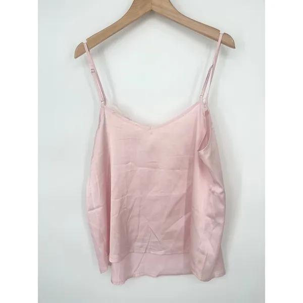 Zeagoo Cami Top Womens M Pink White Lace Trim Satin Lightweight 2‎ Pack Layering - Image 5