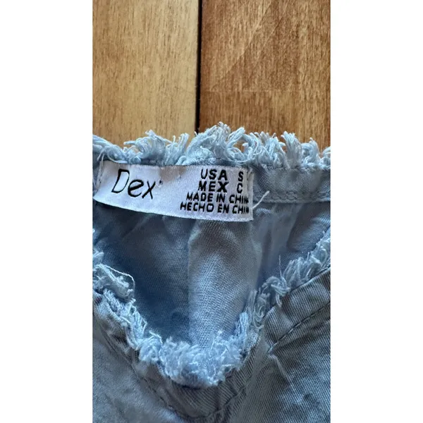 Dex Women‎ Light Blue Tie Dye Tencel Camisole V-Neck Frayed Trim Tank Top Small - Image 3