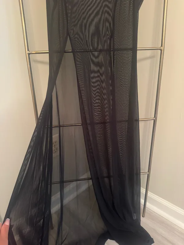 Black Mesh Swimsuit Coverup - Image 3