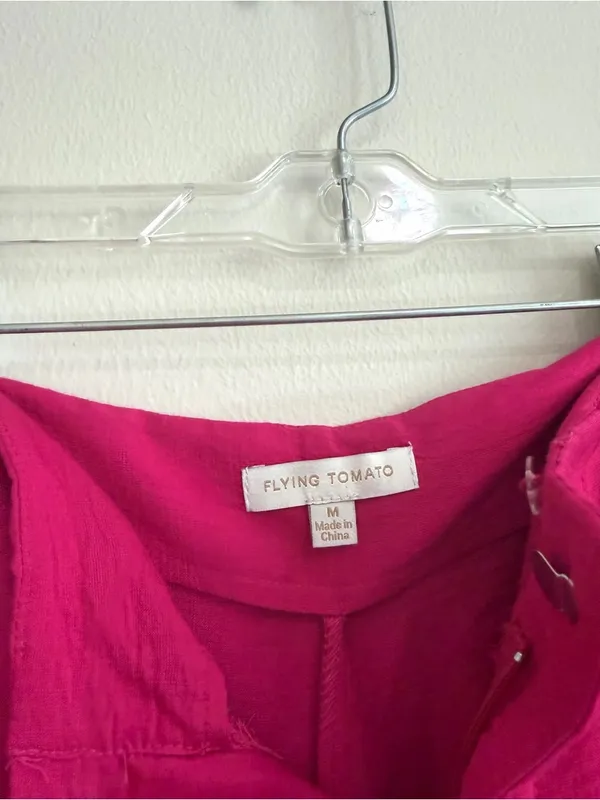 Flying Tomato Fuschia Pink Twisted Crop Top High Rise Wide-Leg Pant Set Sz S & M - Image 10