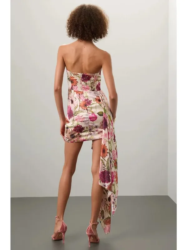Katie May Chasing Dawn Gown in Pink Daisy Large Womens Mini Strapless - Image 15