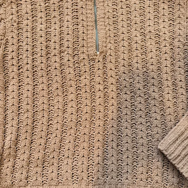 Aerie Chenille Womens Cable‎ Car Quarter Zip Sweater Size Medium Camel Cozy Soft - Image 3