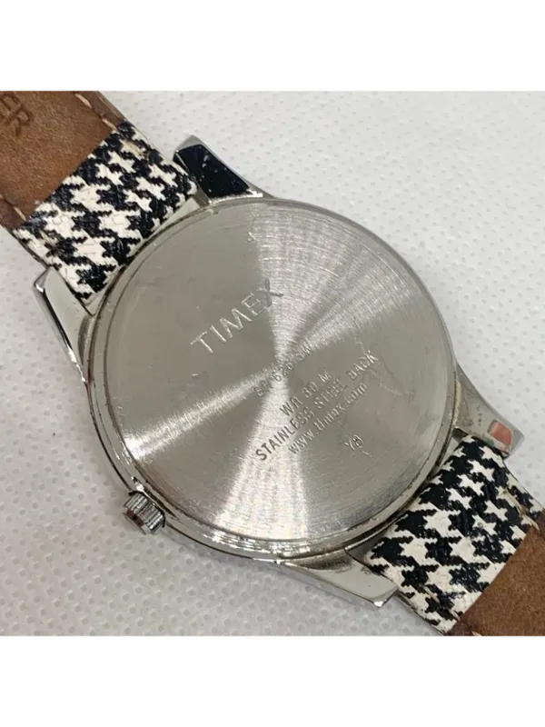 Timex women’s watch silver tone dial 35mm round case Quartz leather running - Image 3