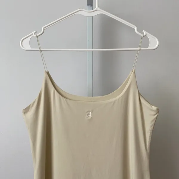 MESHKI XL Beige Mini Dress Spaghetti Strap Bodycon DR00898‎ Minimalist Sexy - Image 2