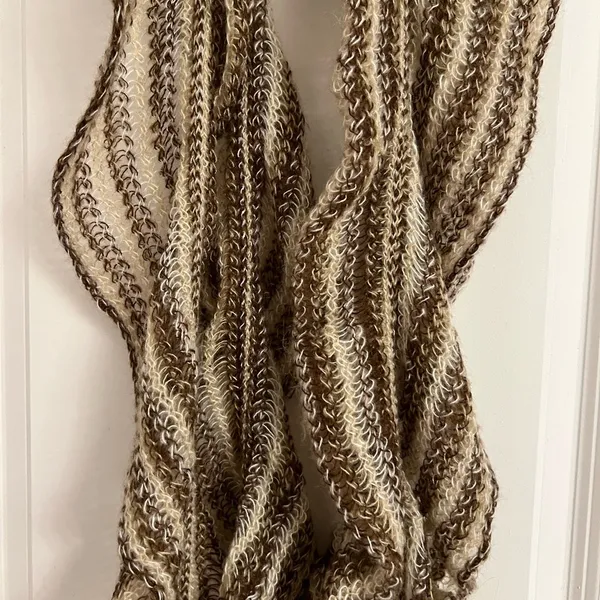 Mixit Brown Multicolor Long Ruffle Scarf with Tassels - Image 2