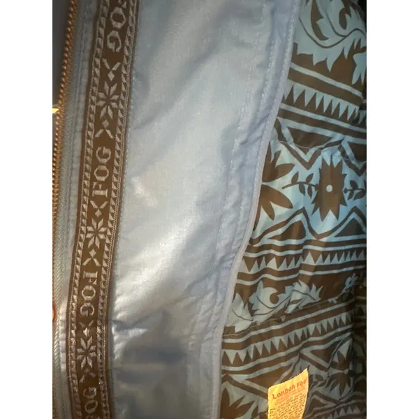 London Fog 2 in 1 Vintage Blue Puffer Parka Jacket Patterned Lining Womens M - Image 8