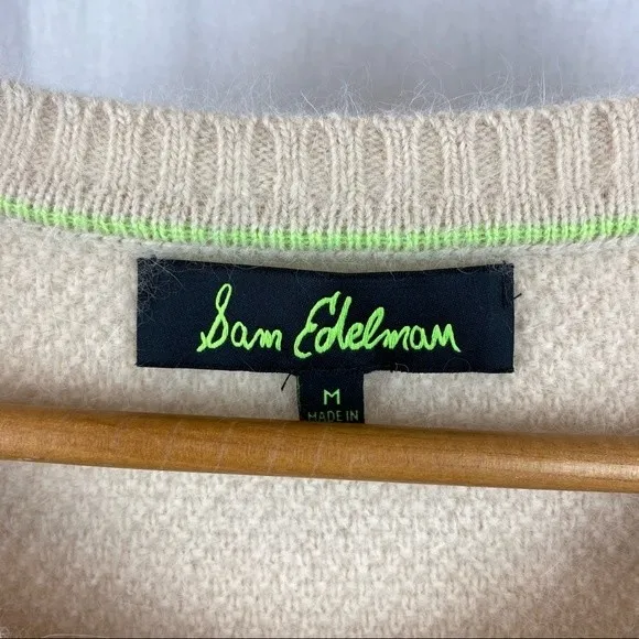 Sam Edelman Tan Angora Blend Soft Cropped 3/4 Sleeve Sweater M - Image 6