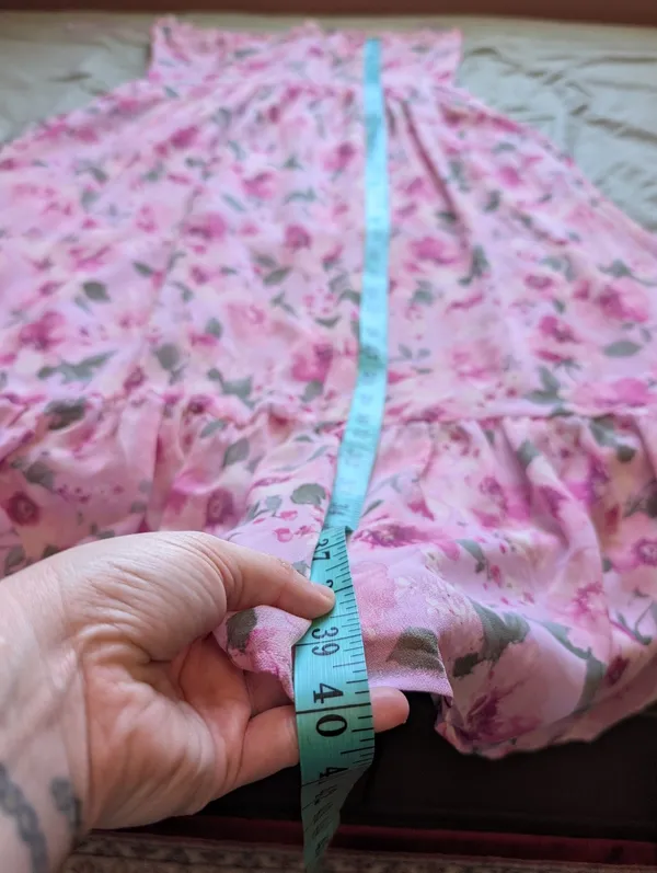 Storia Sleeveless Floral Sweetheart Midi Dress Large Pink/Green - Image 7