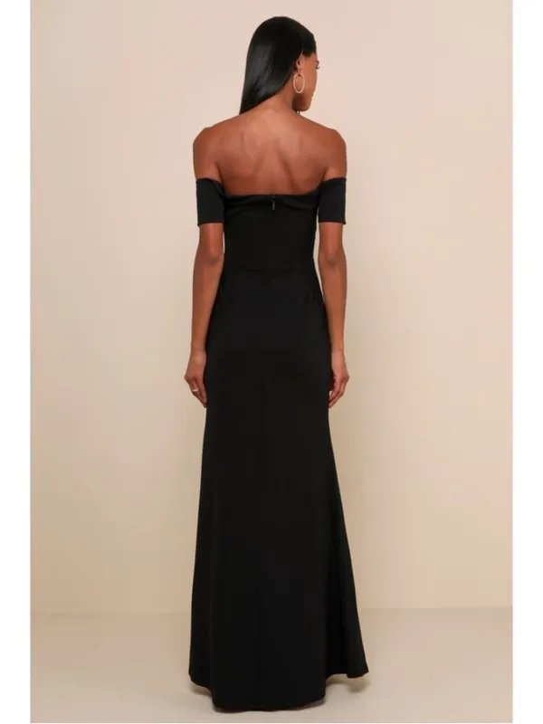 Lulus Lynne Off The Shoulder Maxi Dress Black - Image 5