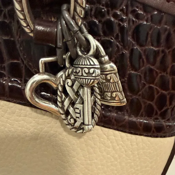 Elegant Cream and Brown Women's Handbag - Image 5