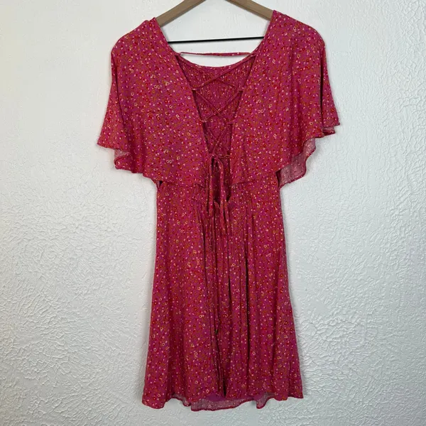 Free People Florence Floral Smocked Flutter Sleeve Mini Dress Size Small - Image 4