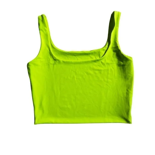 Solid Neon Green Crop Halter Top size S Black - Image 2