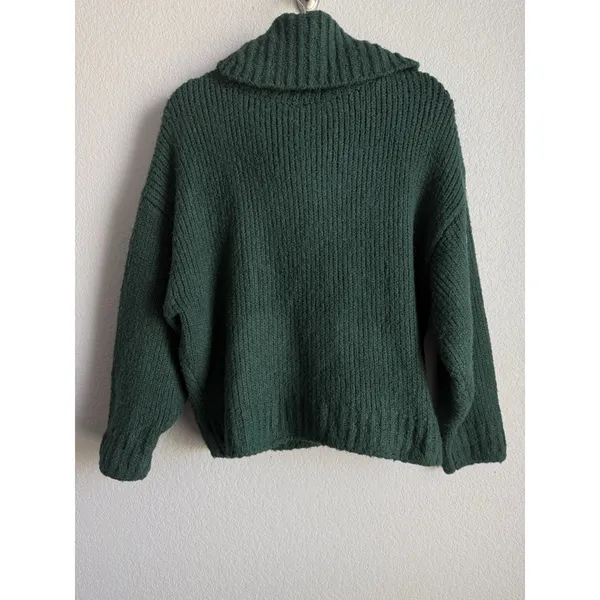 Anthropologie Pilcro Chunky Green Cowl Neck Sweater Oversized Slouchy Cozy Small - Image 5