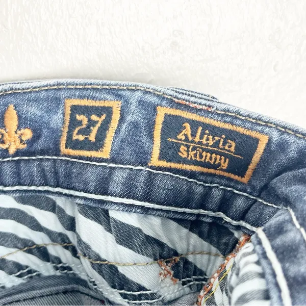 ROCK REVIVAL Alivia Blue Light Distressed Fray Hem Skinny Jeans 2 Boho Festival - Image 4
