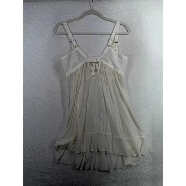 Elomi 36DDD Priya Babydoll Chemise Lace Mesh Ruffle Crystal Ivory EL4551VAA - Image 9