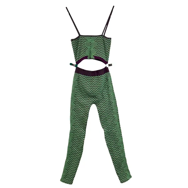 Zara‎ Set XS Green Purple Knit Crop Top Legging Slimming Geometric Sexy Gym Yoga - Image 2