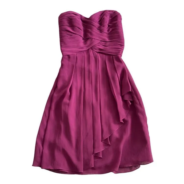 David’s Bridal Strapless Plum Dress Size‎ 4 Bridesmaid Formal Back Zip - Image 3