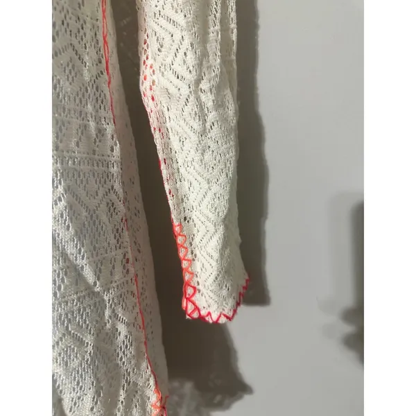 Out‎ From Under Crochet Cover Up Tunic Dress Ivory Orange Trim Backless - Image 3