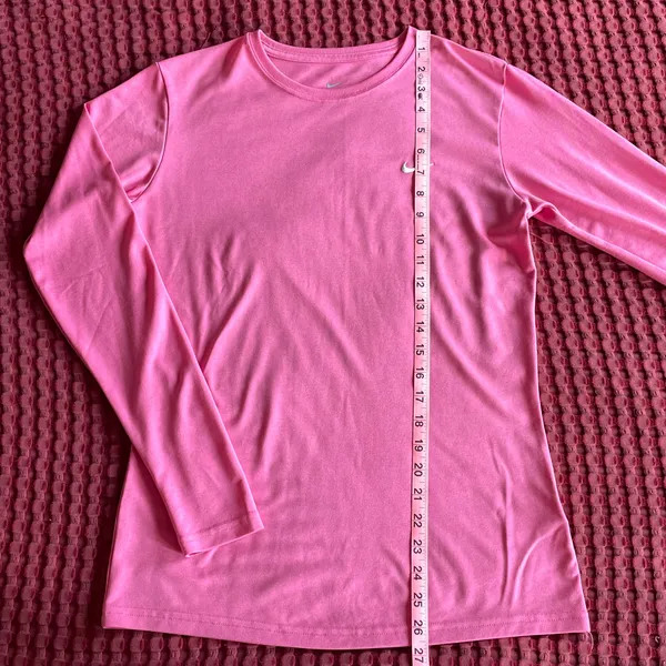 Nike Women’s Dri-FIT Long Sleeve Athletic Shirt Pink Crew Neck Size M - Image 8