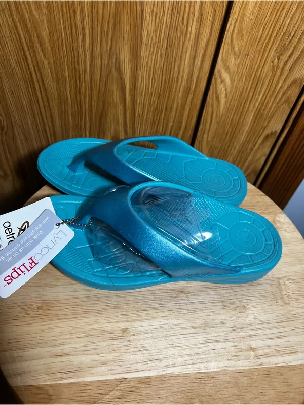 Aetrex Teal Women's Comfort Flip Sandals - Image 4