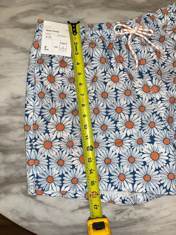 Goodfellow Blue Floral Swim Trunks Mens Large 5 Inch Inseam Shorts NWT - Image 7