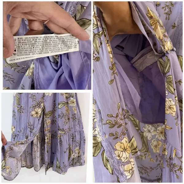 Forever 21 Floral Lace Trim Side Tie Midi Dress Lavender Purple Women’s L NWT - Image 7