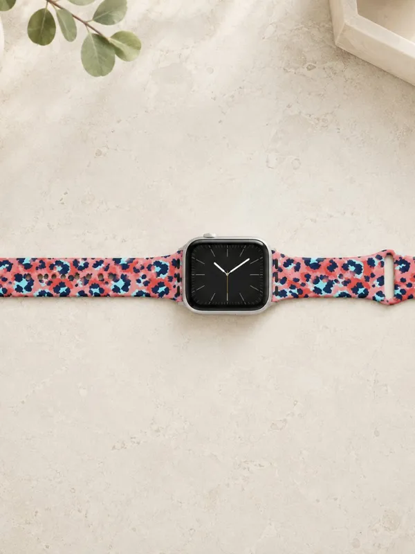 Pink Leopard Print Apple Watch Band 38mm 40mm Long Silicone Strap NWT - Image 4