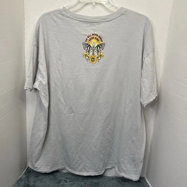 Simply Southern T-Shirt Women Kind Butterfly Flowers Medium Large Gray Oversized - Image 5