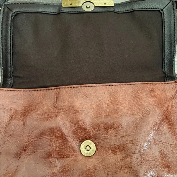 The Sak Demi Teak Multi Crossbody Bag Convertible Clutch Two Tone Brown Leather‎ - Image 3