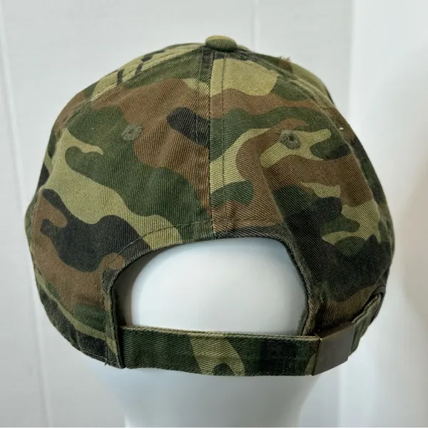 KBETHOS Vintage Camo Distressed Baseball Cap Hat Green Brown Black 100% Cotton - Image 5