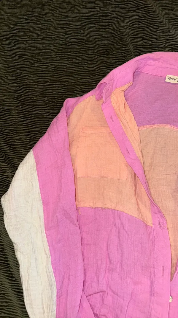 Tri color light shacket Pink Size L - Image 3