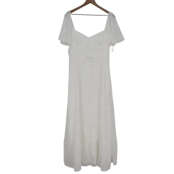 Lulus Tailor Made For You Maxi Dress Womens Large White Jacquard Sweetheart Neck - Image 2