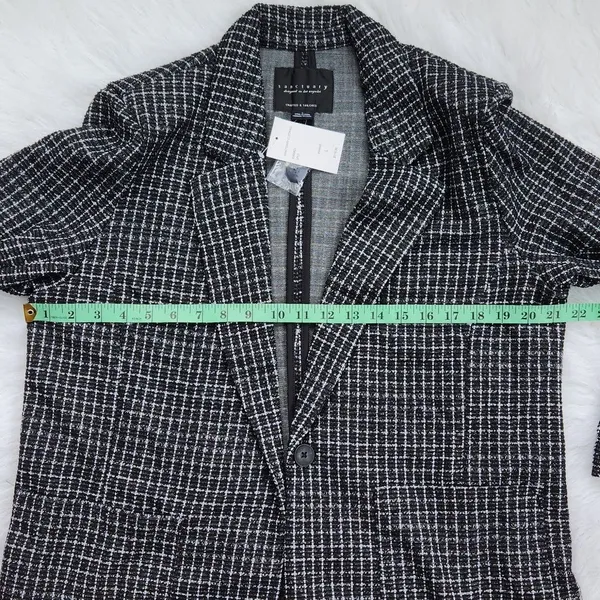 Sanctuary NWT Checked Johnnie Oversized Blazer Coat Sportcoat‎ in Black Large - Image 7
