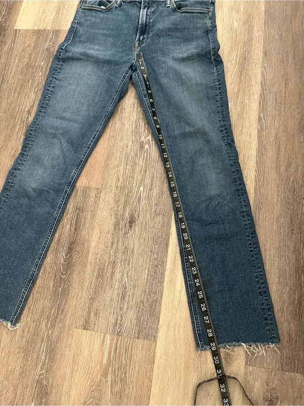 MOTHER Straight Leg Jeans Womens Size 30 Medium Wash High Rise Raw Hem Stretch - Image 14