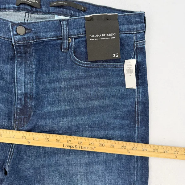 Banana Republic High Rise Wide Leg Crop Denim Jeans Dark Wash Plus Size 35 NWT - Image 11