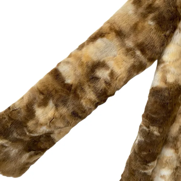 Daytrip Boho Tan Brown Cream Faux Fur Jacket Coat size medium NWOTS - Image 4