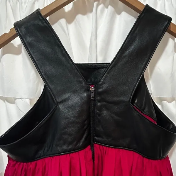 Funktional Dress‎ Silk Lambskin Leather Black Pink Sleeveless Y2K Women's Medium - Image 5